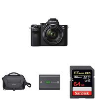 Sony Alpha a7IIK Mirrorless Digital Camera with 28-70mm Lens with SanDisk 64GB Extreme PRO SDXC UHS-I Card and LCSU21 Soft Carrying Case & Rechargeable Battery Pack