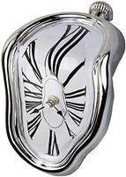 Melting Clock Creative Retro Salvador Dali Watch Melting Clock Twisted Clock for Home Office Table Desk Corner Decoration, Silver