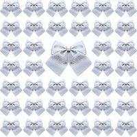 Sumind 72 Pack Mini Christmas Tree Bows 6 cm Ribbon Bows Ornaments for Christmas Tree Hanging Decoration (Silver)