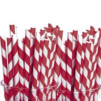 PAVILIA Red Striped Paper Straws 48 Count