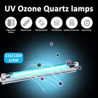 no logo PNBHP 6W 8W Ultraviolet Germicidal Light T5 Tube with Fixture UVC Disinfection Sterilizer Kill Dust Mite UV Quartz lamp (Wattage : 220V 6W)