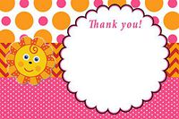 30 Blank Thank You Cards Sunshine Baby Shower Sprinkle Girl Birthday Party Orange Sun Yellow Pink + 30 White Envelopes