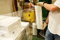 Handwrap Shrink Wrap film. Ideal for wrapping pallets 18" W x 1,500 ft roll, 20 Micron (80 Gauge), 4 Rolls / Carton