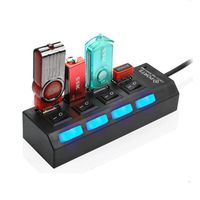 Lioder- 4-Port USB 2.0 Hub Splitter Switches for Mobile Phone Power Switches