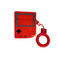 UnnFiko Game Boy Shape AirPods Case, 3D Cartoon Soft Silicone Protective Mini Bag Cute Retro Creative Airpods 1 & 2 Stand Cover with Finger Loop (Game Red, Airpods 1 & 2)