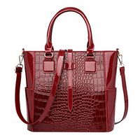 Ladies Alligator Leather Handbags, 2020 New Large Capacity Shoulder Bag Shopping Work Travel Party Messenger Bags for Phone, Makeup, Wallet, Lipstick, Tablet Storage Top-Handle Bags (Wine)
