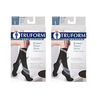 Truform Women's Fit Compression Socks, Cable Knit Pattern, 15-20 mmHg, Tan, Medium (Pack of 2)