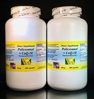 Policosanol + Coq-10, Cholesterol, Anti-Aging, Energy- 600 Capsules.Made in USA