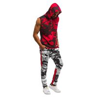 Creazrise Men's Tracksuit Set,Jogger Camo Sleeveless Workout Muscle Bodybuilding Hoodies Tank Tops Shirts Bottoms Pants Suit