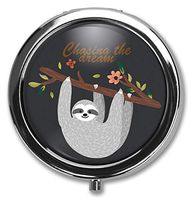 BeeGogo - Chaeing The Dream Custom Round Silver Pill Box Pocket 2.1 inches Medicine Tablet Holder Organizer Case for Purse