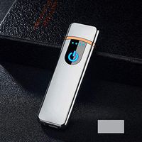 USB Charge Electronic Lighter Windproof Thin Male Personality Women Electric Heating Cigarette Lighter Gift Box packag Lighter (Silver)