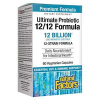 Natural Factors, Ultimate Probiotic 12/12 Formula, Supplement to Support Digestive & Immune Health, 12 Billion CFU, 60 Capsules (60 Servings)
