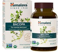 Himalaya Organic Bacopa Monnieri/Brahmi, Brain Supplement, Nootropic & Brain Booster for Enhanced Mental Focus + Memory + Clarity, 60 Caplets, 750mg, 2 Month Supply