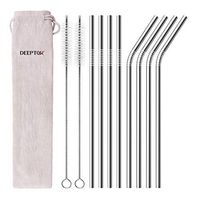 Reusable Stainless Steel Metal Straws, 11-Pack Whit 2 Cleaning Brush and a Carrying case, for 30oz 20oz Tumbler Dishwasher Safe