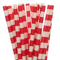 Red Horizontal Striped Paper Straws (100)