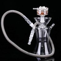 Fully Transparent Glass Water Pipe, Single Hose Hookah Set Complete Easy to Clean Portable Hookah