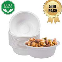 OURhome 500 Pcs Large Disposable Bowls Eco Disposable Biodegradable Bowls Compostable Bowls, Perfect Recyclable, 500ML Dip Soup Bowl, Serving Bowls, Snack Trays