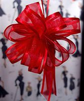 POSHNPRETTY 4" Arabesque Sheer Ribbon w/Satin Edge Pull Bow 18 Loops by 5/8" - Packs of 12 (Red)