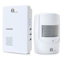 1byone Wireless Home Security Driveway Alarm, 1 Plug-in Receiver and 1 PIR Motion Sensor Detector Weatherproof Alert System Kit, 36 Melodies to Choose