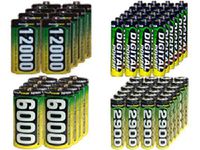 24 AA (2900 mAh)+ 24 AAA (1200 mAh) + 8 C (6000 mAh) + 8 D (12000 mAh) NiMH AccuPower Batteries
