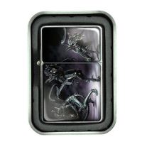 Windproof Refillable Oil Lighter with Tin Gift Box Alien Design-008