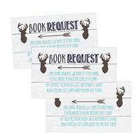 25 Deer Books for Baby Request Insert Card for Blue Boy Buck Woodland Baby Shower Invitation or Invite, Cute Bring A Book Instead of A Card Theme for Gender Reveal Party Story Game Business Card Size
