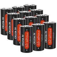 Girapow CR123A 3V 1600mAh Lithium Non-Rechargeable Battery for Flashlight, Smoke Detector, Door Sensor, 12-Count