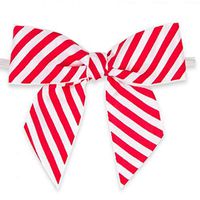 Weststone 50pcs 3 1/2" red and White Stripes Bows 3 1/2" Span x 2" Tail, Ribbon Width 1", Pre-Tied Bows or Self-Adhesive Bows