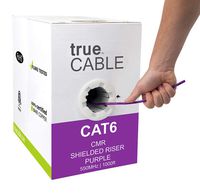 Cat6 Shielded Riser (CMR), 1000ft, Purple, 23AWG Solid Bare Copper, 550MHz, ETL Listed, Overall Foil Shield (FTP), Bulk Ethernet Cable, trueCABLE