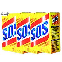 SOS Steel Wool Pads (10 Pads In 1 Pack) (Pack of 3)