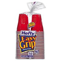Hefty Easy Grip Disposable Plastic Party Cups, 9 oz, Red - 12 bags of 50 cups.