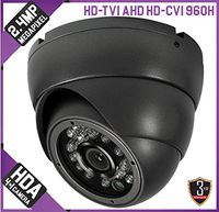 2.4MP 1080p 24-LED HD-TVI/CVI/AHD/960H Tribrid IR Dome Eyeball Camera 3.6mm, Gray, IP66, 20m Infrared, CoC OSD, 3yr