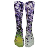 LionRiver Women's Men's Fence Purple Flowers Wisteria Athletic Tube Stocking Sport Long Sock Over The Calf