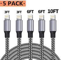 iPhone Charger, SentGa 5Pack 3FT 3FT 6FT 6FT 10FT Nylon Braided Lightning Cable Charging Cord USB Cable Compatible with iPhone 11 Pro Max XS XR X 8 7 6S 6 Plus SE 5S 5C 5 iPad