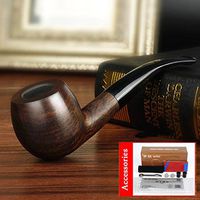 manual Small shiny tobacco pipe,3 in 1 scraper Smoking pipe,Tobacco pipe,Accessories,Pipe cleaners Wood Detachable-J