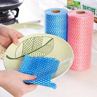 1 Roll Non-Woven Fabric Washing Cleaning Cloth Towels Kitchen Towel Disposable Striped Practical Rags Wiping Souring Pad (25pcs)
