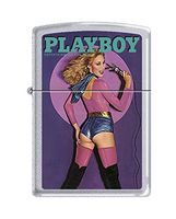 Zippo Playboy Cover April 1980 Pocket Lighter, Satin Chrome