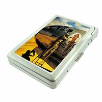 German Pin Up Girls Germany D3 Cigarette Case Lighter Smoking King Size Cigarettes Silver Metal Wallet 4" X 2.75" RFID Protection