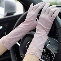 Yjdr Sun Protection Gloves Summer Thin Section Ice Silk Driving Touch Screen Sunscreen Gloves Long Female Arm Arm Sleeves Summer UV Protection (Color : Pink)