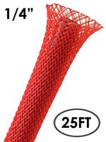 Electriduct 1/4" PET Expandable Braid Sleeving Flexible Wire Mesh Sleeve - 25Ft (Red)