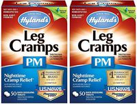 Hyland's Leg Cramps PM Nighttime Pain Relief (Pack of 2) with Chamomile, Magnesium, Causticum and Lycopodium, 50 Quick Dissolving Tablets Each