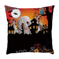 Bosji (45 x 45cm) Throw Pillow Covers,Halloween Decoration Pumpkin Ghost Pillowcase Festival Home Decor Linen Printed Zipper Cushion Pillow Case