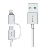 ROMOSS 2-in-1 iPhone and Android Charging Cable, Durable USB Data Sync and Charging Cable Cord for iPhone 8/8 Plus/X/7/7 Plus/SE/6/6 Plus/6S/6S Plus/5/5C/5S,iPad, Samsung and Android (3.3 FT, Grey)