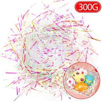 300 Grams Easter Grass of Iridescent Shreds Plastic Paper, Iridescent Strands, Shredded Confetti Fillers for DIY Gift Wrapping and Basket Filling