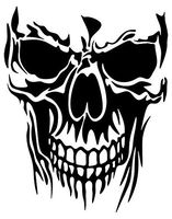 Death Demon Skull - Sticker Graphic - Auto, Wall, Laptop, Cell, Truck Sticker for Windows, Cars, Trucks