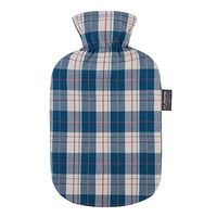 Fashy Hot Water Bottle with Tartan Cover, 2 Litre, Litre (Aqua)