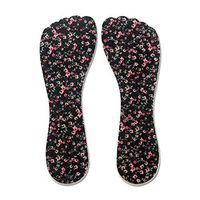 1Pair High Heel Gel Insoles- Self Adhesive Comfortable Thin Silicone Non Slip Shoe Pad Adhesive Gel Foot Pad for Pain Relieve (Black Flower)