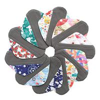 7pc Cloth Pads Set Including 6PC Heavy Flow Feminine Hygiene Bamboo Charcoal Menstrual Cloth Pads Sanitary Pads + 1PC Mini Wet Bag