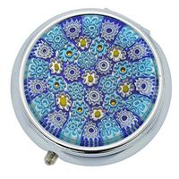 GlassOfVenice Murano Glass Millefiori Pill Box - Silver Round
