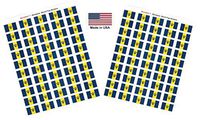 Made in USA! 100 Country Flag 1.5" x 1" Self Adhesive World Flag Stickers, Two Sheets of 50, 100 Sticker Flags Total (Barbados)